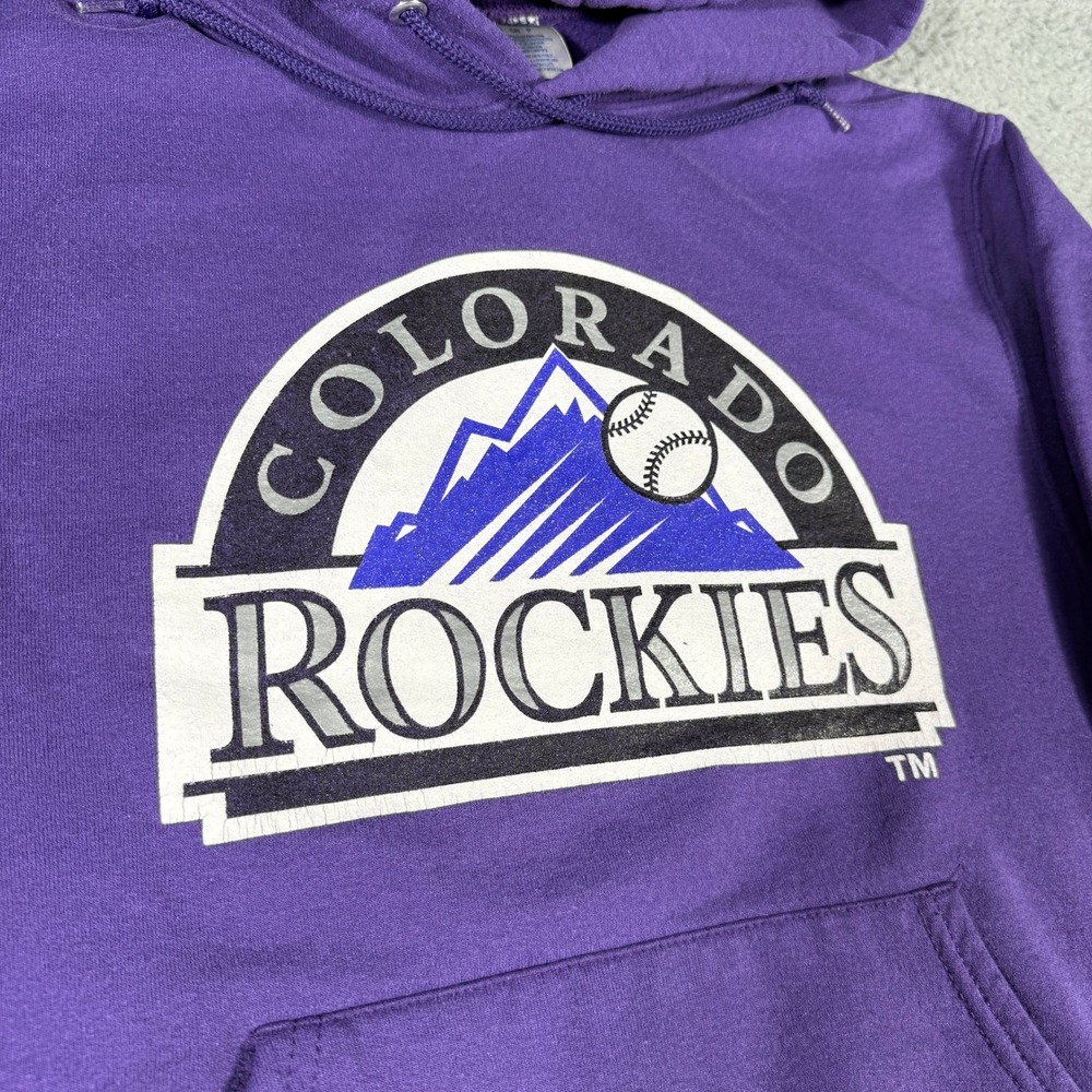 Colorado Rockies Sweatshirt Hoodie Size Small MLB Purple Jerzees Pullover - Picture 2 of 7